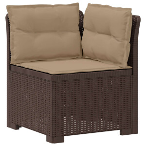 vidaXL Eénpersoons Tuinbank met Kussens Rattan Look PP Bruin