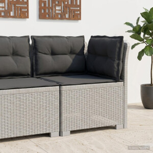 vidaXL Eénpersoons Tuinbank met Kussens Rattan Look PP Wit