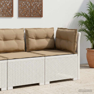 vidaXL Eénpersoons Tuinbank met Kussens Rattan Look PP Wit