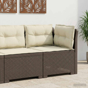 vidaXL Eénpersoons Tuinbank met Kussens Rattan Look PP Lichtgrijs