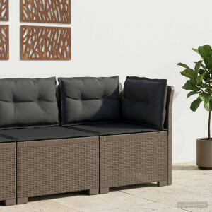 vidaXL Eénpersoons Tuinbank met Kussens Rattan Look PP Lichtgrijs