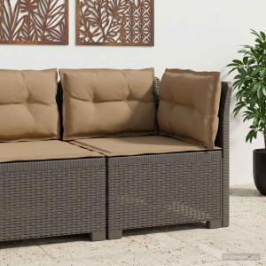 vidaXL Eénpersoons Tuinbank met Kussens Rattan Look PP Lichtgrijs