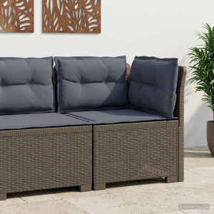 vidaXL Eénpersoons Tuinbank met Kussens Rattan Look PP Lichtgrijs