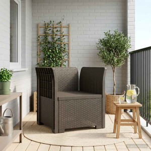 vidaXL Eénpersoons Fauteuil Rattan Look PP Lichtgrijs