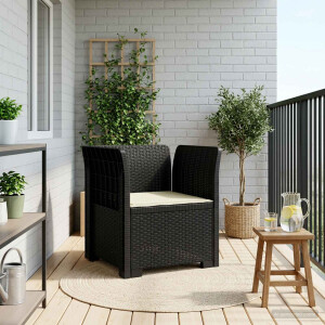 vidaXL Eénpersoons Fauteuil met Kussen Rattan Look PP Antraciet