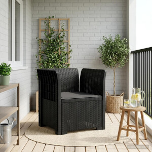 vidaXL Eénpersoons Fauteuil met Kussen Rattan Look PP Antraciet
