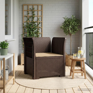 vidaXL Eénpersoons Fauteuil met Kussen Rattan Look PP Bruin