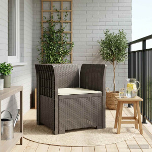 vidaXL Eénpersoons Fauteuil met Kussen Rattan Look PP Lichtgrijs