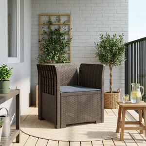 vidaXL Eénpersoons Fauteuil met Kussen Rattan Look PP Lichtgrijs