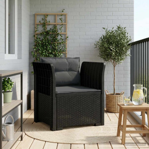 vidaXL Eénpersoons Fauteuil met Kussens Rattan Look PP Antraciet