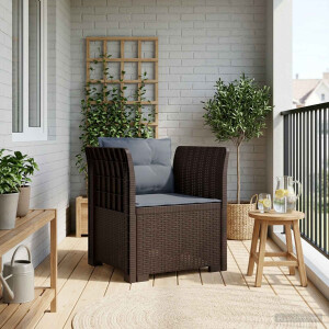 vidaXL Eénpersoons Fauteuil met Kussens Rattan Look PP Bruin