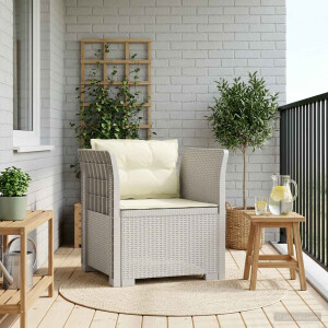 vidaXL Eénpersoons Fauteuil met Kussens Rattan Look PP Wit