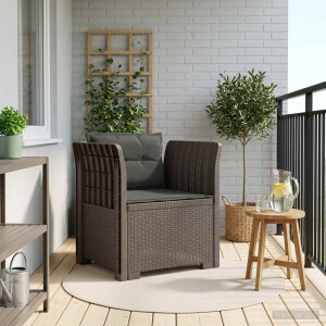 vidaXL Eénpersoons Fauteuil met Kussens Rattan Look PP Lichtgrijs