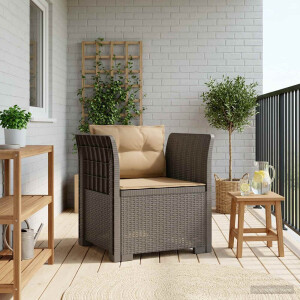vidaXL Eénpersoons Fauteuil met Kussens Rattan Look PP Lichtgrijs