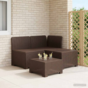 vidaXL 3-zits Tuinbank in Rattan Look PP Bruin
