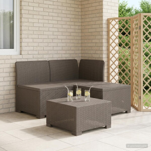 vidaXL 3-zits Tuinbank in Rattan Look PP Lichtgrijs
