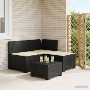 vidaXL 3-zits tuinbank met kussens in rattanlook PP Antraciet