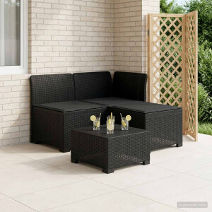 vidaXL 3-zits tuinbank met kussens in rattanlook PP Antraciet