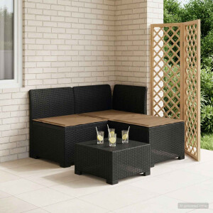 vidaXL 3-zits tuinbank met kussens in rattanlook PP Antraciet