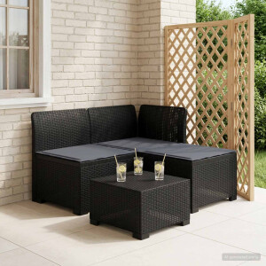 vidaXL 3-zits tuinbank met kussens in rattanlook PP Antraciet