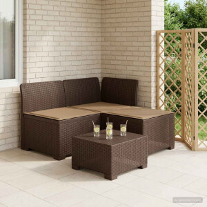 vidaXL 3-zits tuinbank met kussens in rattanlook PP Bruin