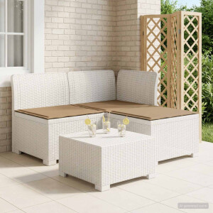 vidaXL 3-zits tuinbank met kussens in rattanlook PP Wit