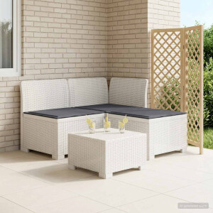vidaXL 3-zits tuinbank met kussens in rattanlook PP Wit