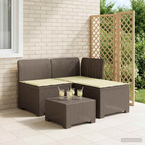 vidaXL 3-zits tuinbank met kussens in rattanlook PP Lichtgrijs