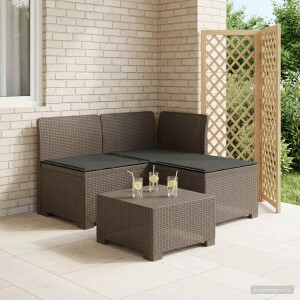 vidaXL 3-zits tuinbank met kussens in rattanlook PP Lichtgrijs