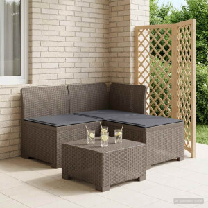 vidaXL 3-zits tuinbank met kussens in rattanlook PP Lichtgrijs