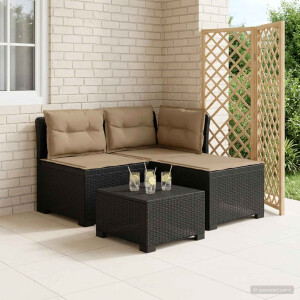 vidaXL 3-zits tuinbank met kussens in rattanlook PP Antraciet