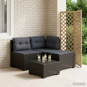 vidaXL 3-zits tuinbank met kussens in rattanlook PP Antraciet