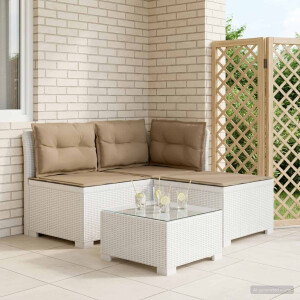 vidaXL 3-zits tuinbank met kussens in rattanlook PP Wit