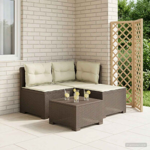 vidaXL 3-zits tuinbank met kussens in rattanlook PP Lichtgrijs