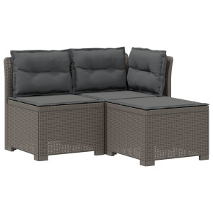 vidaXL 3-zits tuinbank met kussens in rattanlook PP Lichtgrijs
