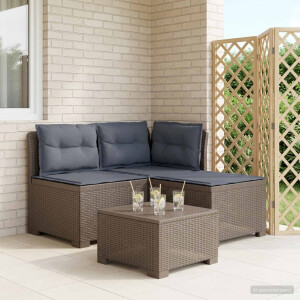 vidaXL 3-zits tuinbank met kussens in rattanlook PP Lichtgrijs