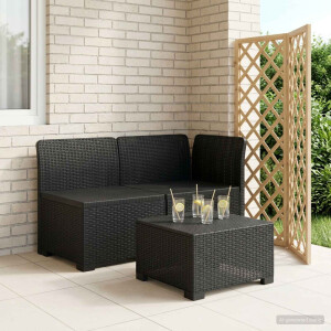 vidaXL Tweedelige Tuinbank Rattan Look PP Antraciet