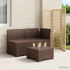 vidaXL Tweedelige Tuinbank Rattan Look PP Bruin