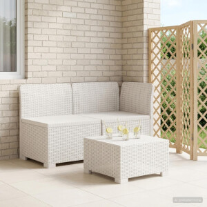 vidaXL Tweedelige Tuinbank Rattan Look PP Wit