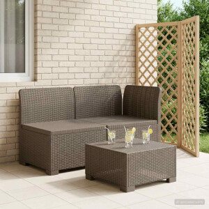vidaXL Tweedelige Tuinbank Rattan Look PP Lichtgrijs