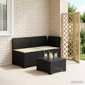 vidaXL Tweedelige Tuinbank met Kussens Rattan Look PP Antraciet