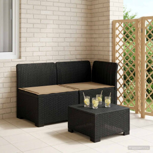 vidaXL Tweedelige Tuinbank met Kussens Rattan Look PP Antraciet