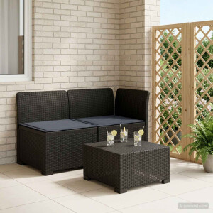 vidaXL Tweedelige Tuinbank met Kussens Rattan Look PP Antraciet