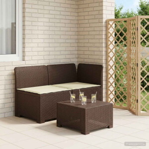 vidaXL Tweedelige Tuinbank met Kussens Rattan Look PP Bruin