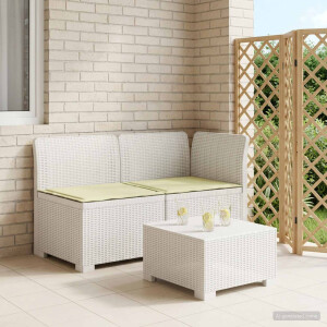 vidaXL Tweedelige Tuinbank met Kussens Rattan Look PP Wit