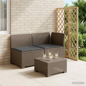 vidaXL Tweedelige Tuinbank met Kussens Rattan Look PP Lichtgrijs