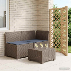 vidaXL Tweedelige Tuinbank met Kussens Rattan Look PP Lichtgrijs