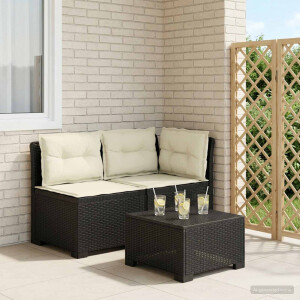 vidaXL Tweedelige Tuinbank met Kussens Rattan Look PP Antraciet