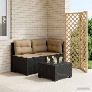 vidaXL Tweedelige Tuinbank met Kussens Rattan Look PP Antraciet