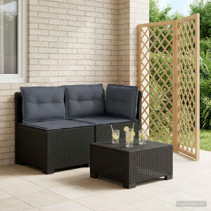 vidaXL Tweedelige Tuinbank met Kussens Rattan Look PP Antraciet